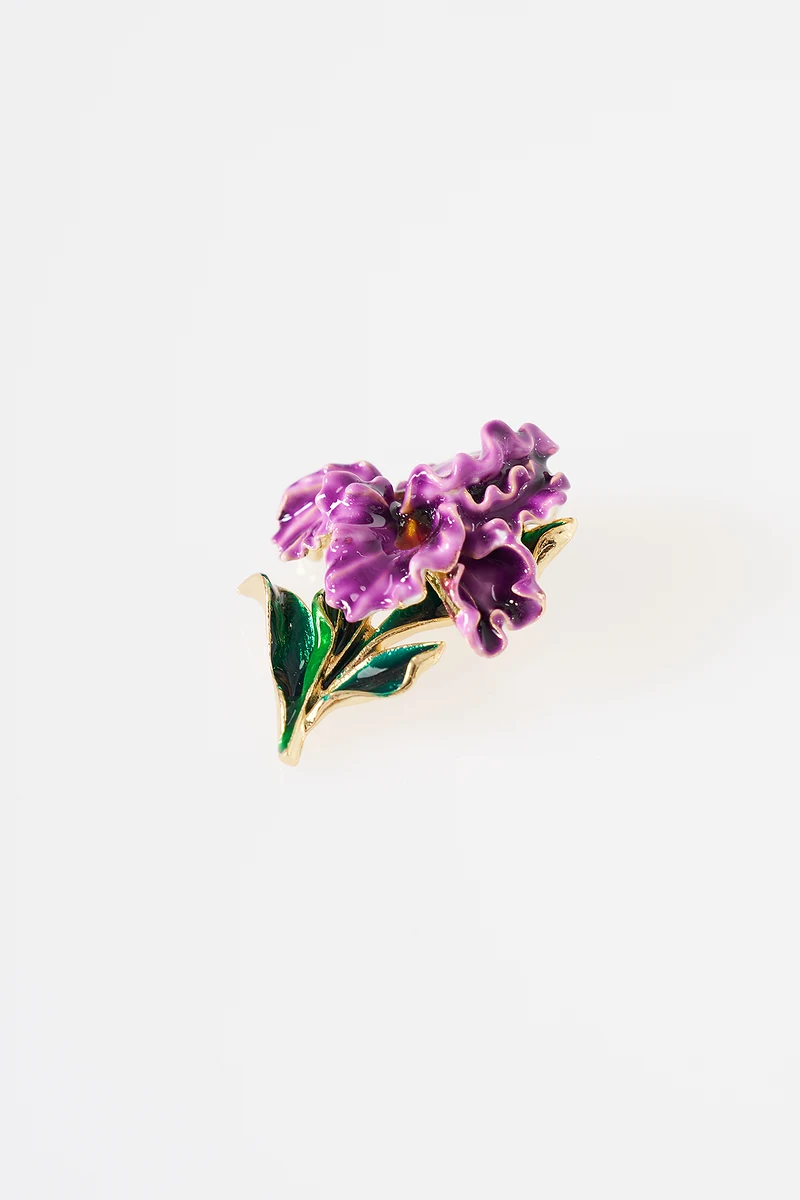Iris Flower Brooch Gold