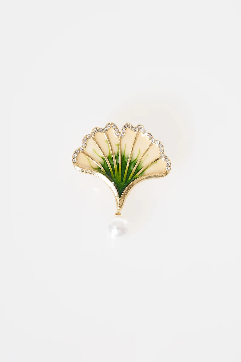 Ginkgo Leaf Brooch Gold