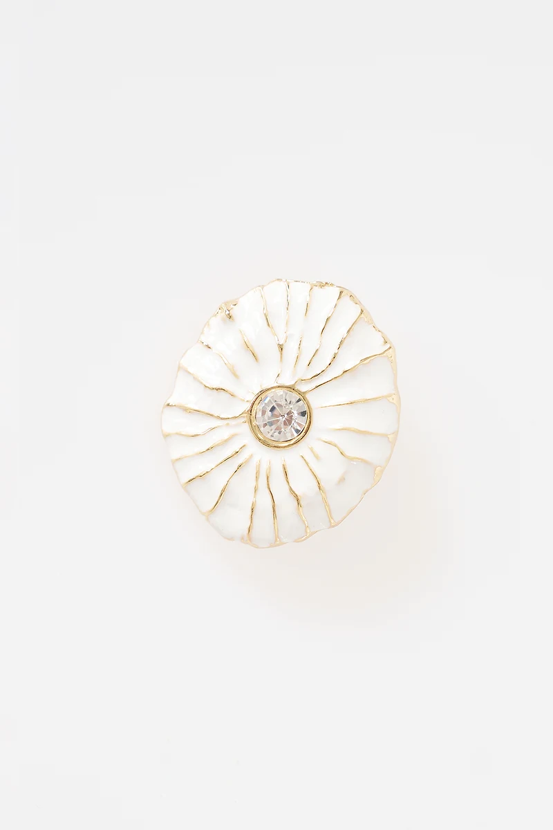 Enamel Flower Brooch Gold