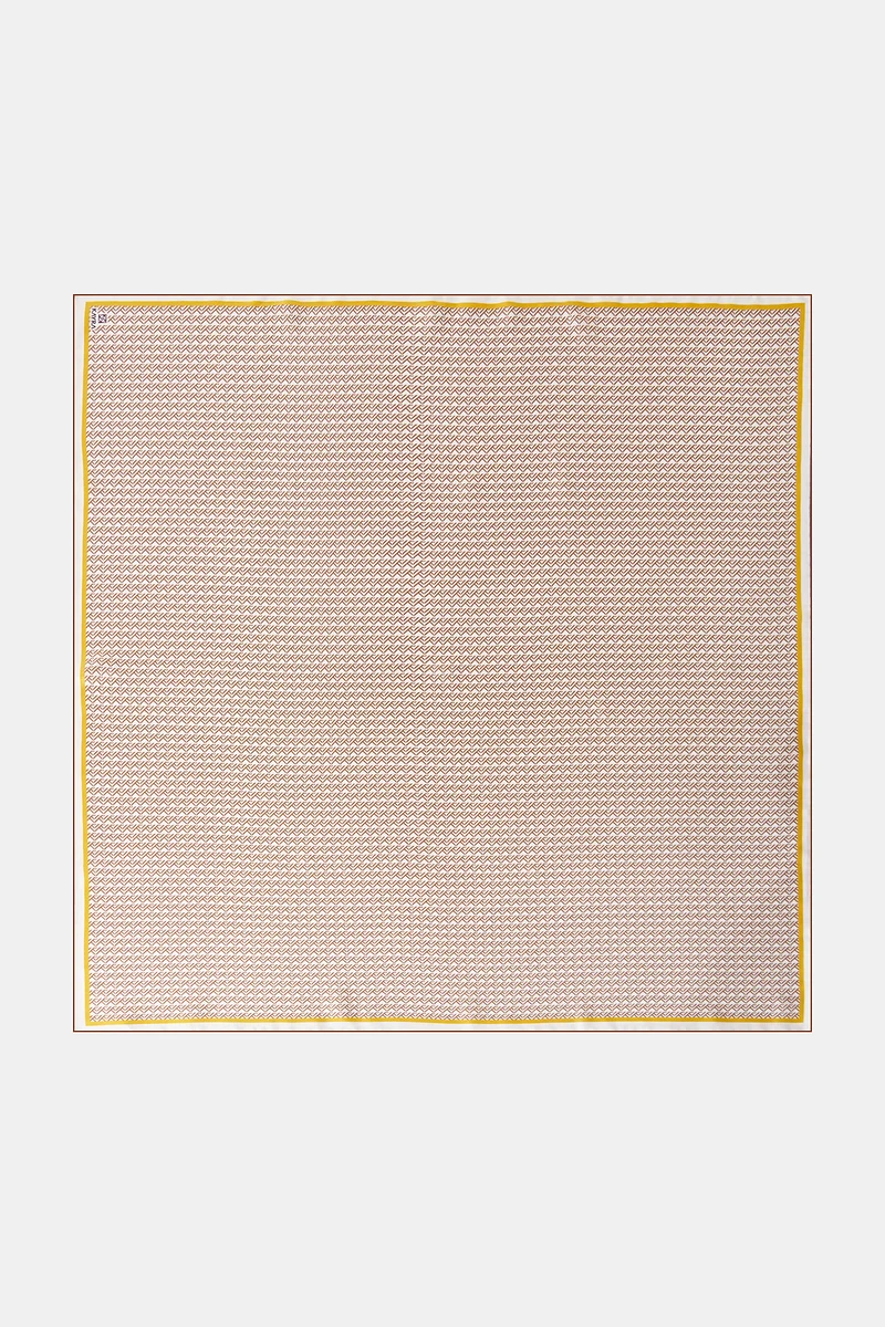 Geometrik Desen İpek Twill Eşarp Taş
