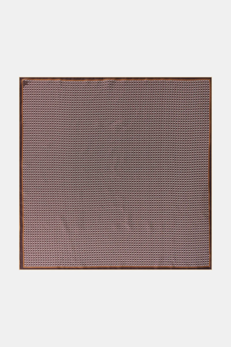 Geometrik Desen İpek Twill Eşarp Acı Kahve
