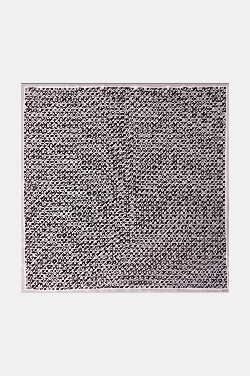 Geometrik Desen İpek Twill Eşarp Antrasit