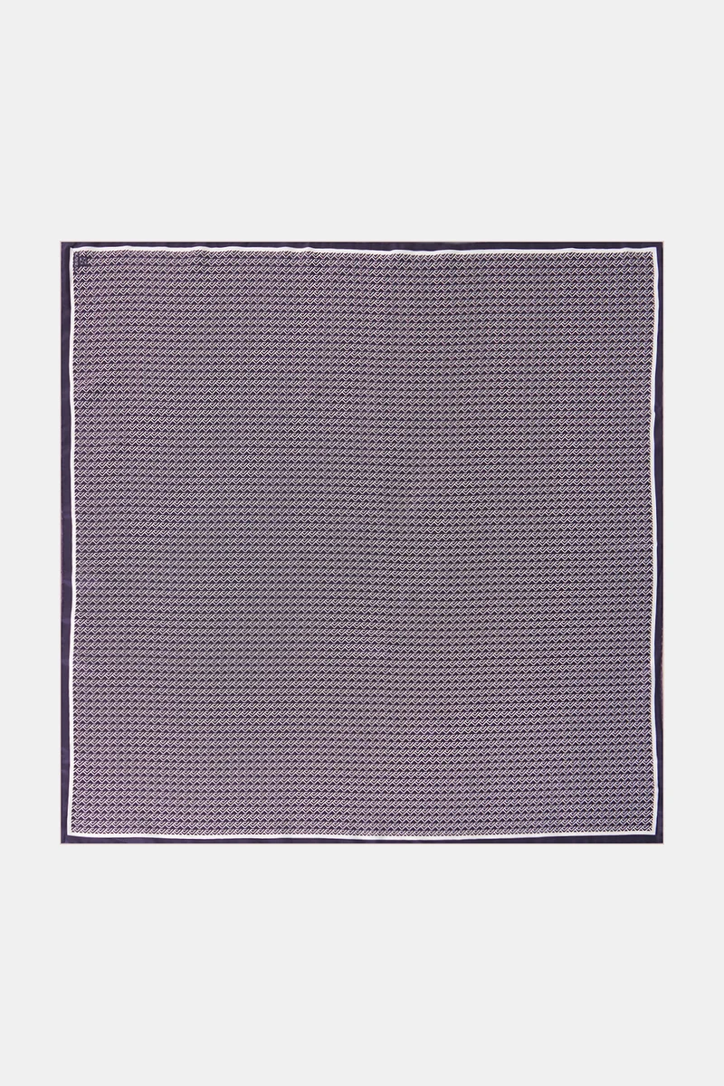 Geometrik Desen İpek Twill Eşarp Mürdüm