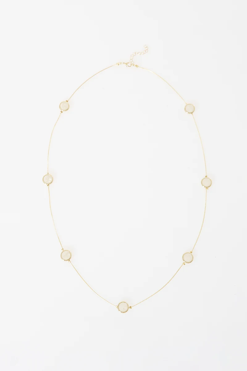 Yuvarlak Taşlı Kolye Gold