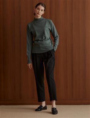 Basic Triko Bluz Küf Yeşili