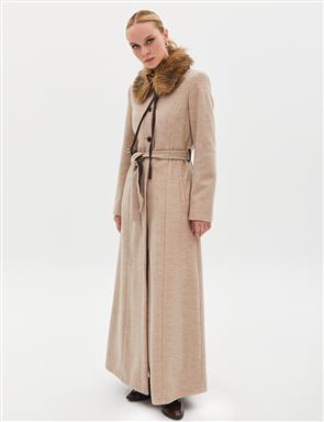 Denim Detailed Trench Coat Stone