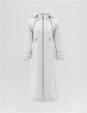 Denim Detailed Trench Coat Stone