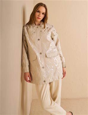 Lozenge Patterned Jacquard Jacket Gray