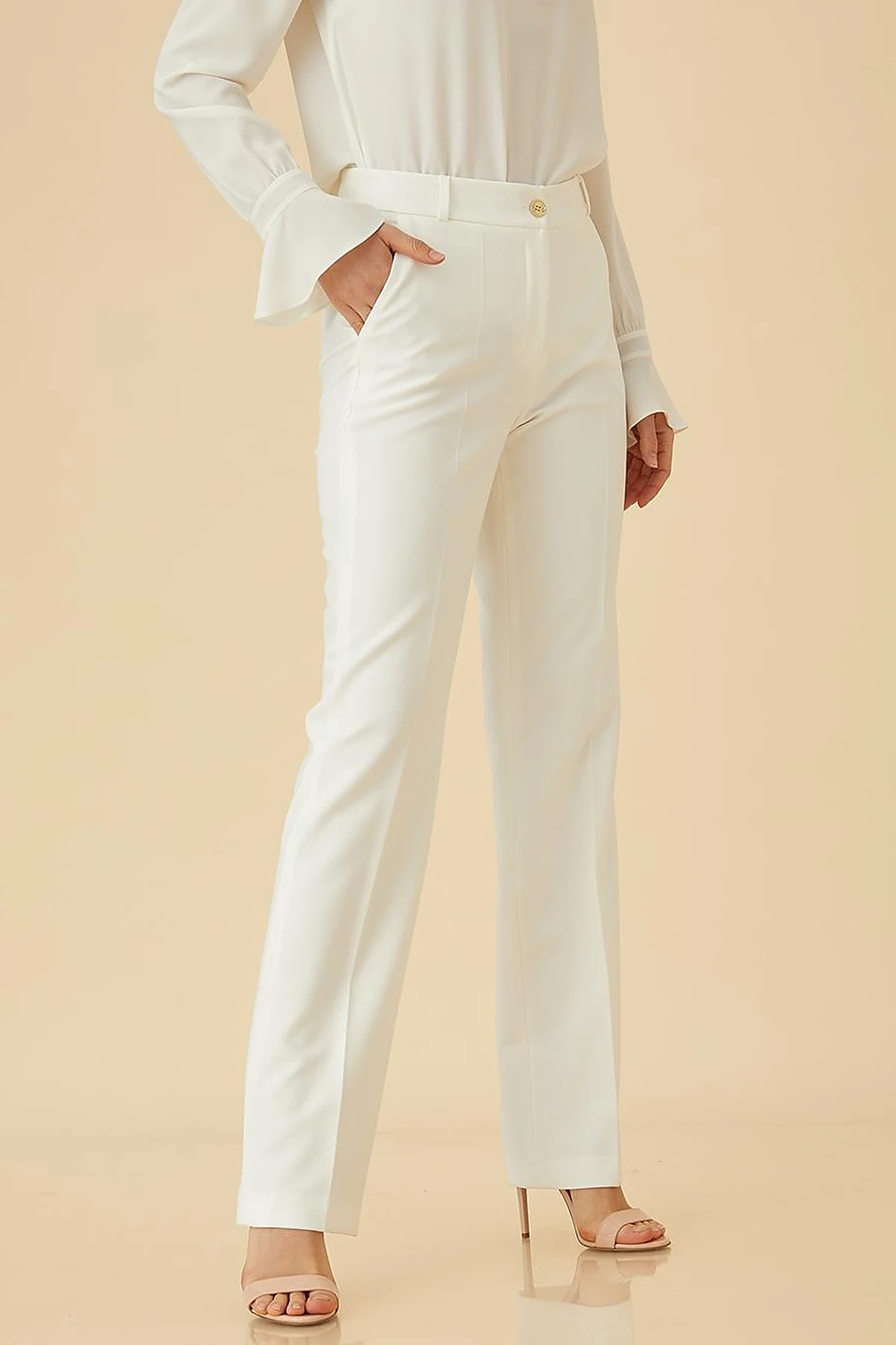 Basic Boru Paça Pantolon Ekru SZ 19502