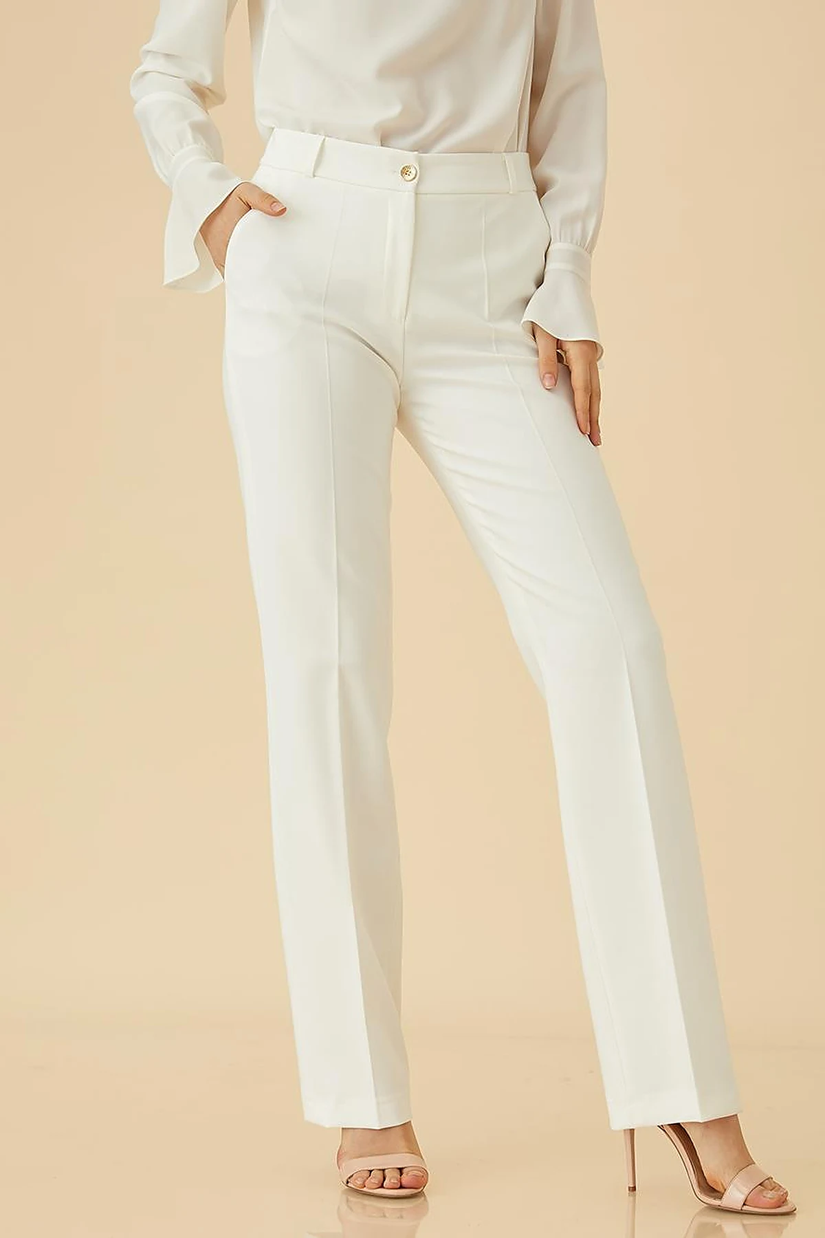 Basic Boru Paça Pantolon Ekru SZ 19502