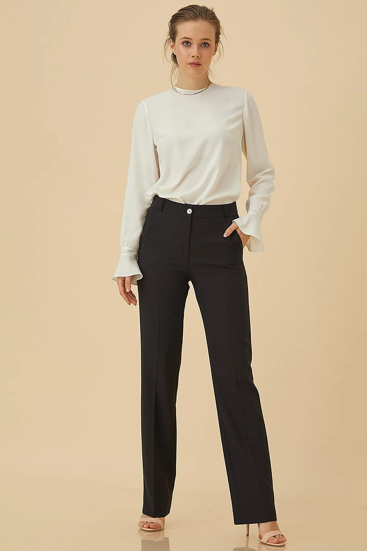 Basic Boru Paça Pantolon Siyah SZ 19502