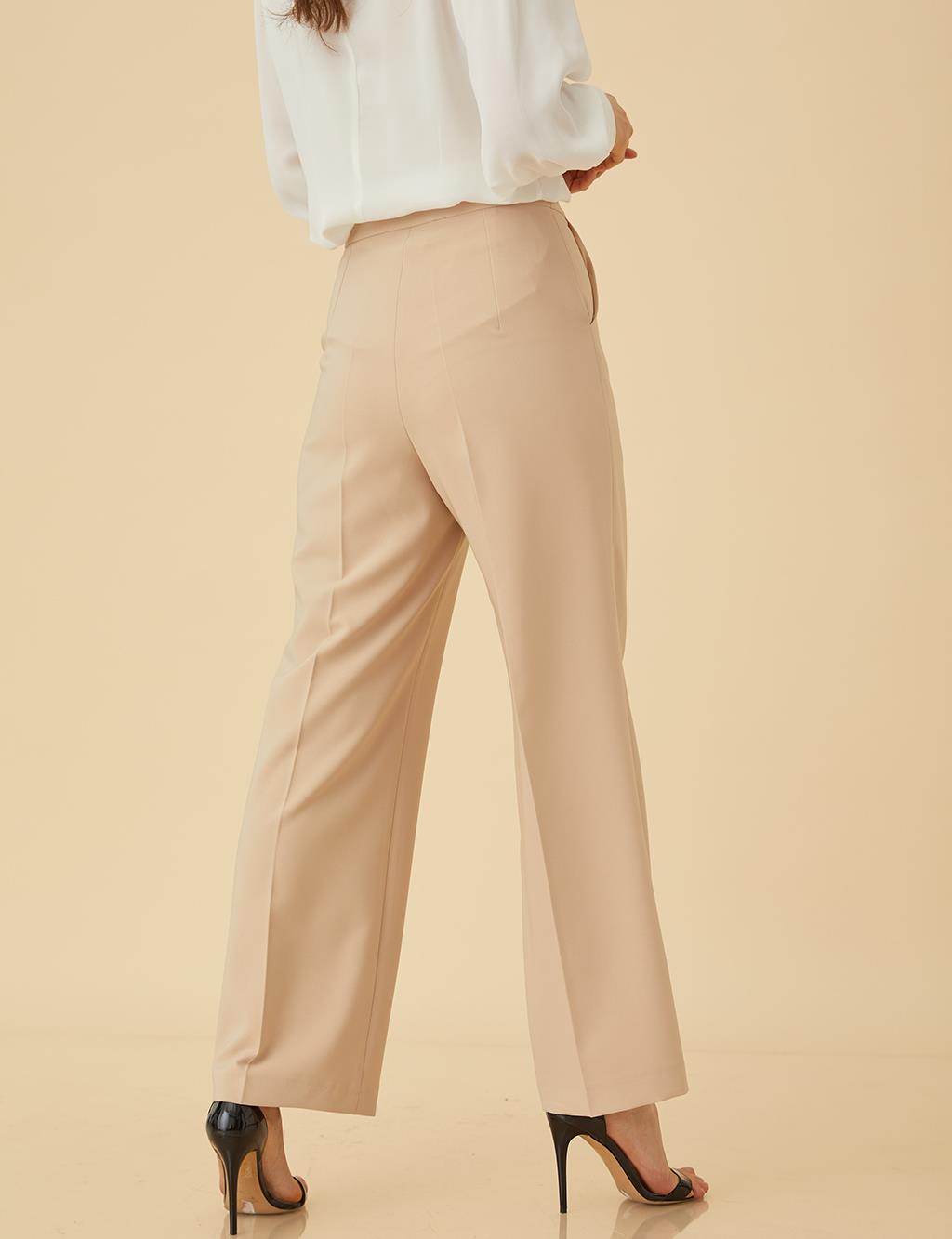 Basic Pocketed Pants Beige