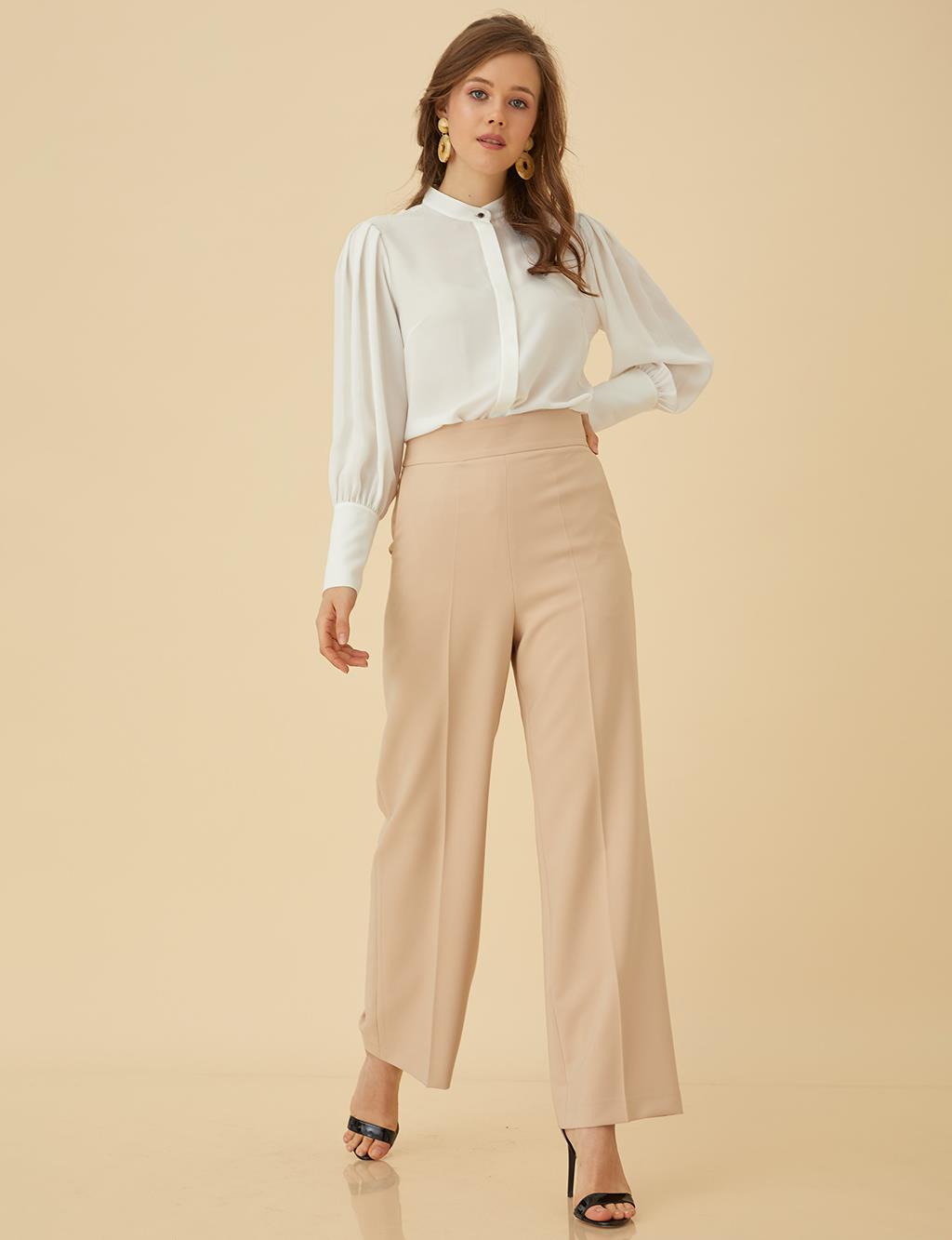 Basic Pocketed Pants Beige