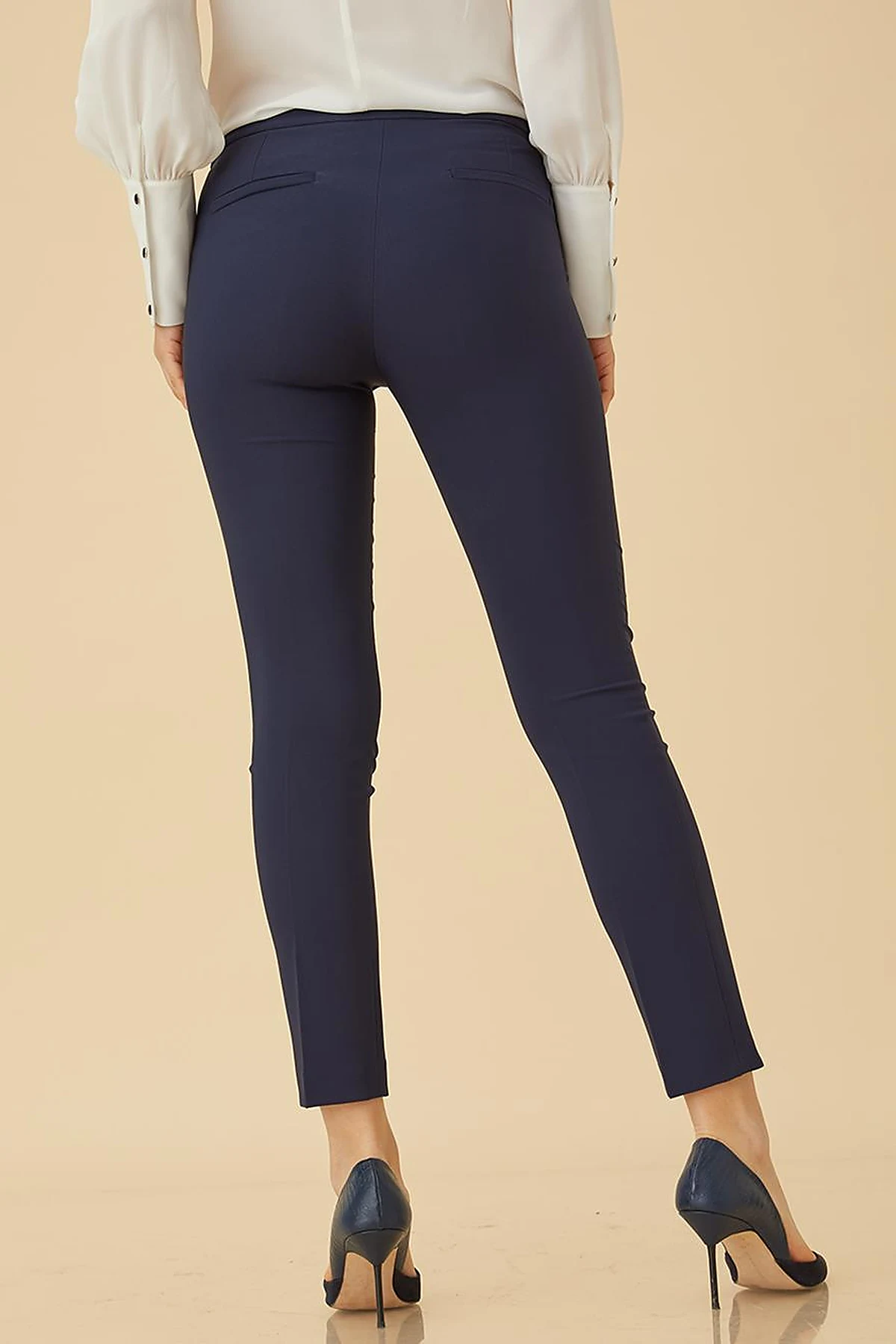 Basic Zippered Trousers Navy
