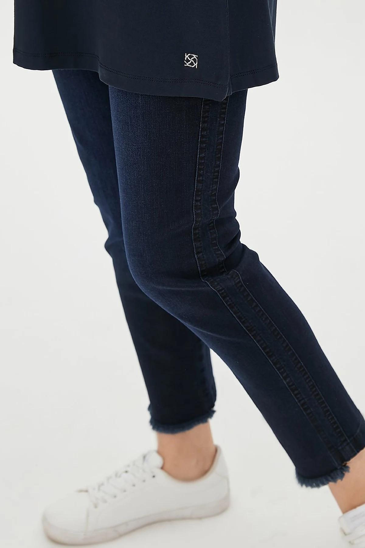 Basic Kolsuz Penye Bluz Lacivert SZ 10505
