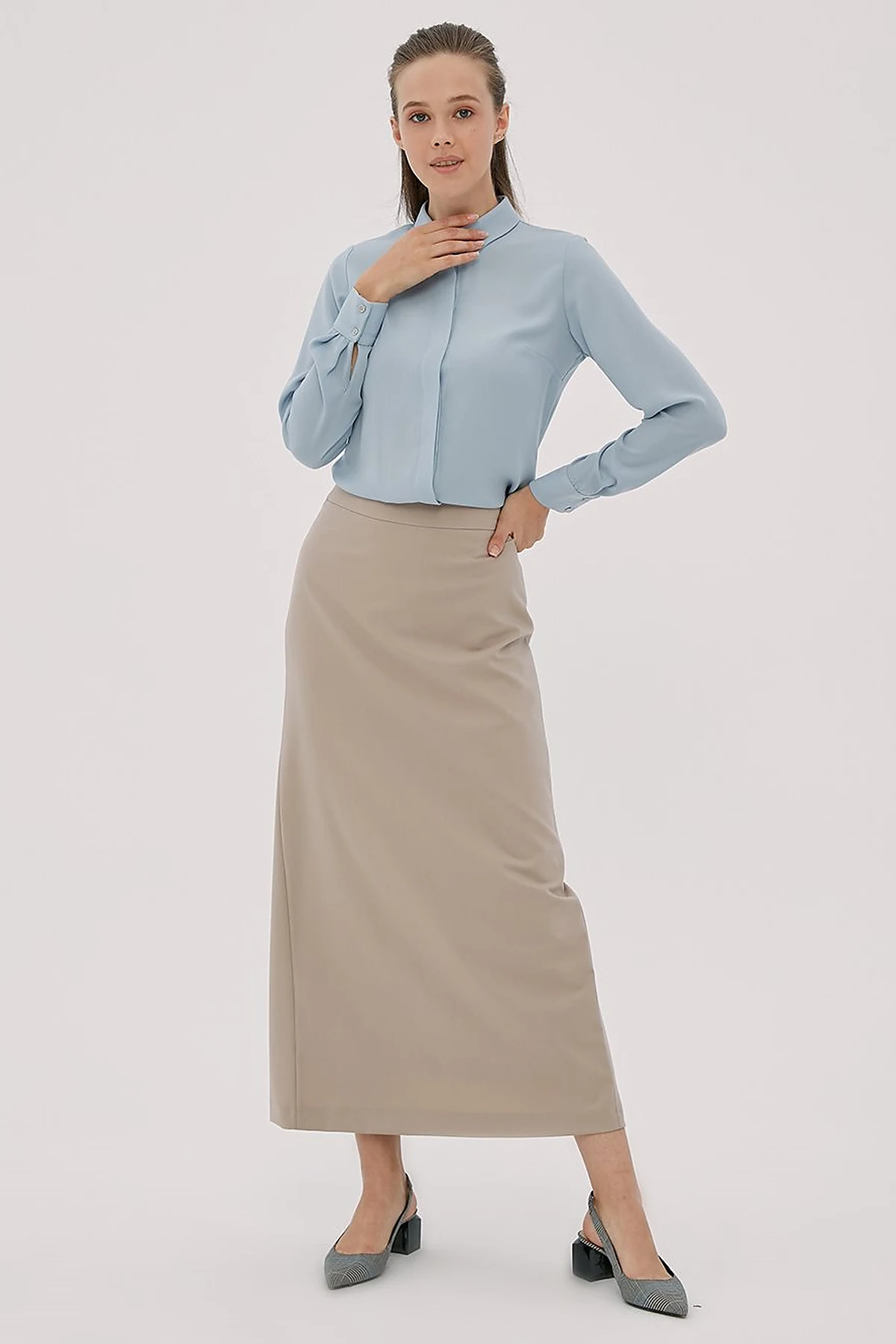 Basic Pencil Skirt Stone