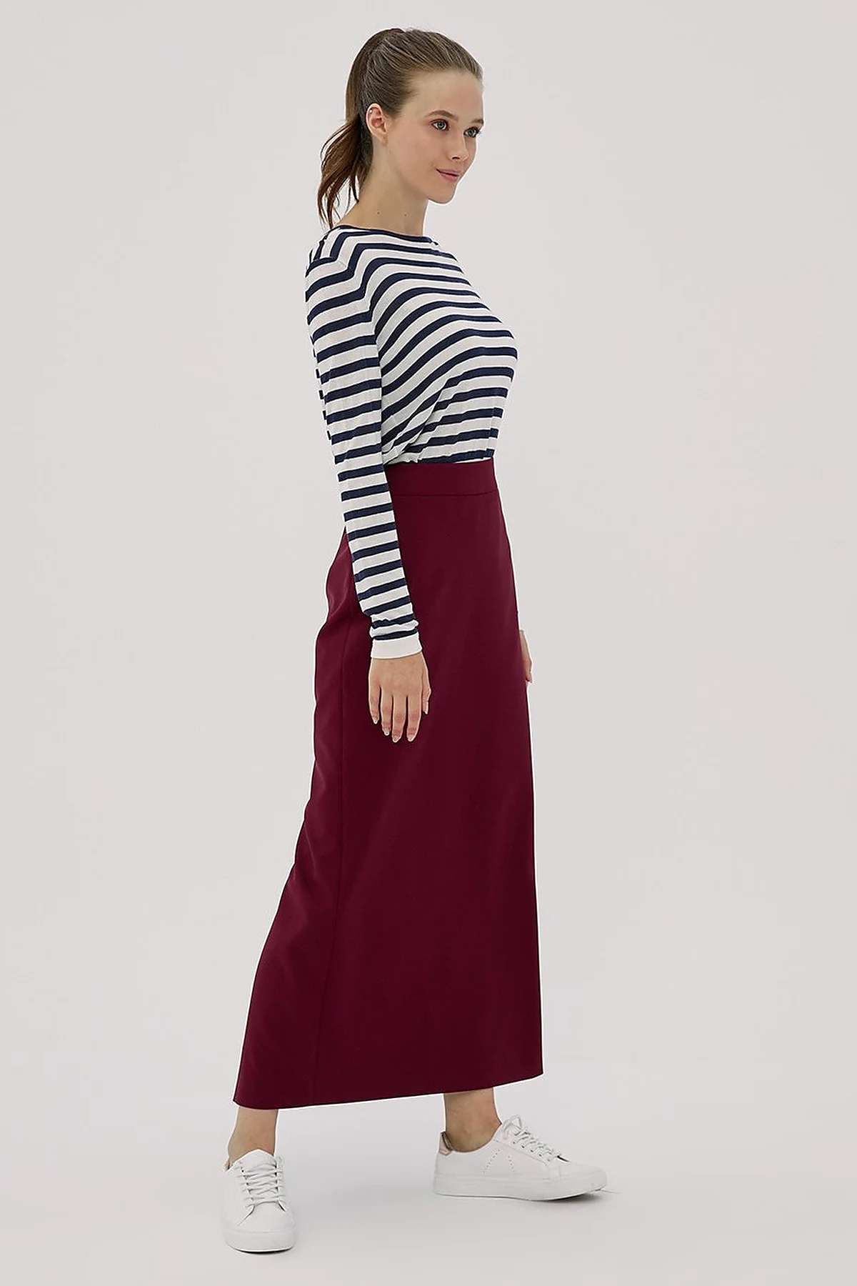 Basic Pencil Skirt Burgundy SZ 12500
