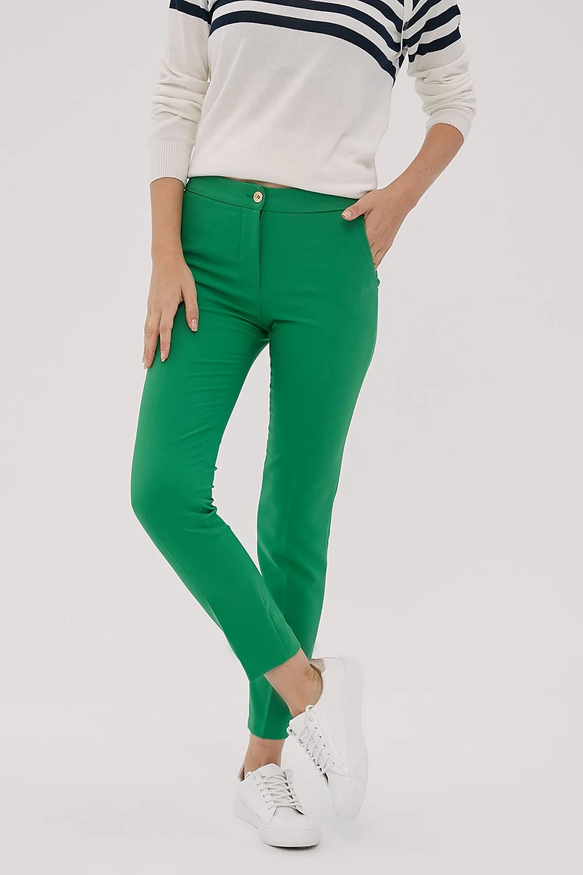 Basic Fermuarlı Pantolon Yeşil
