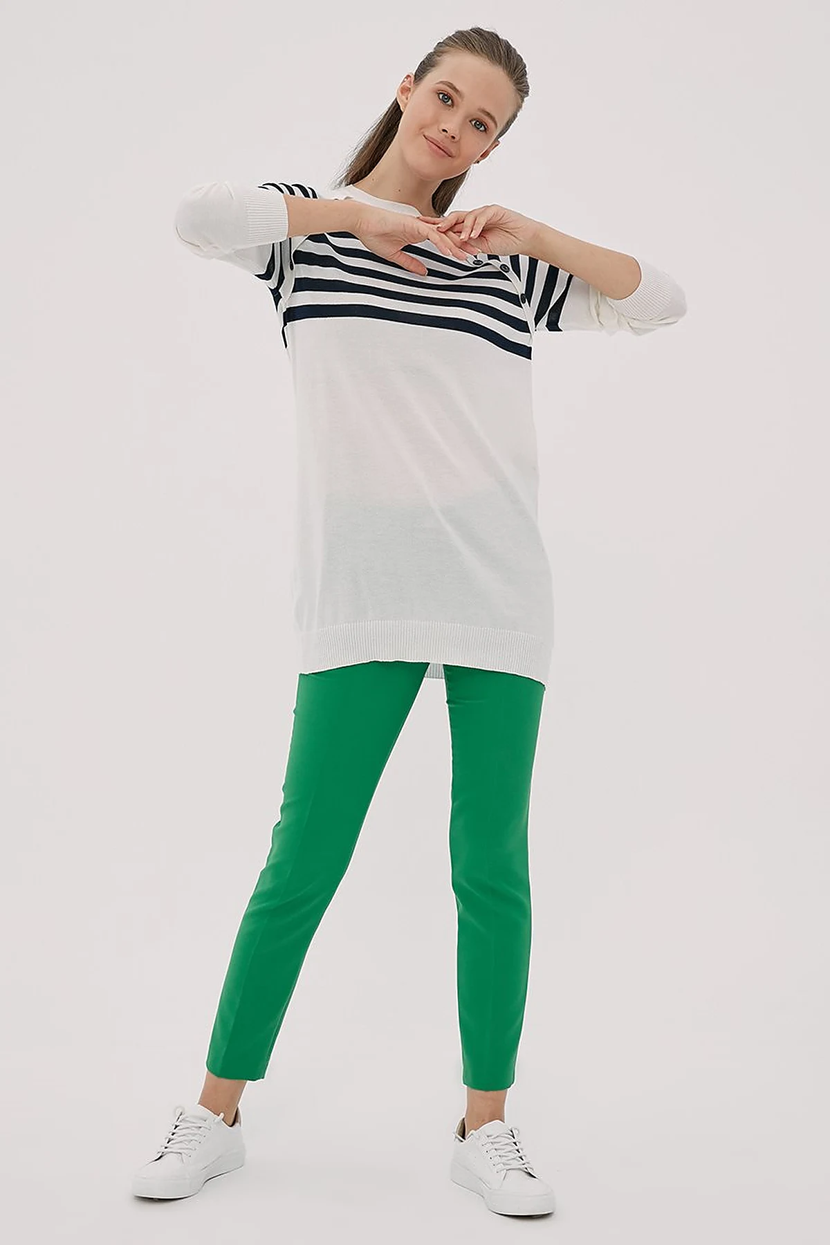 Basic Fermuarlı Pantolon Yeşil