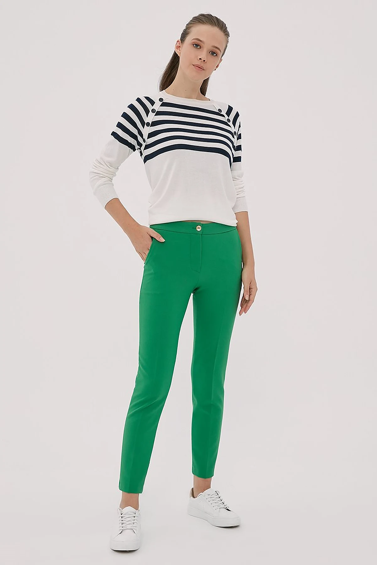 Basic Fermuarlı Pantolon Yeşil