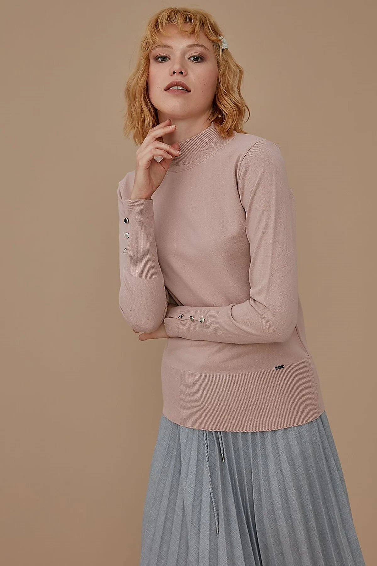 Basic Knit Sweater Powder Pink SZ TRK05