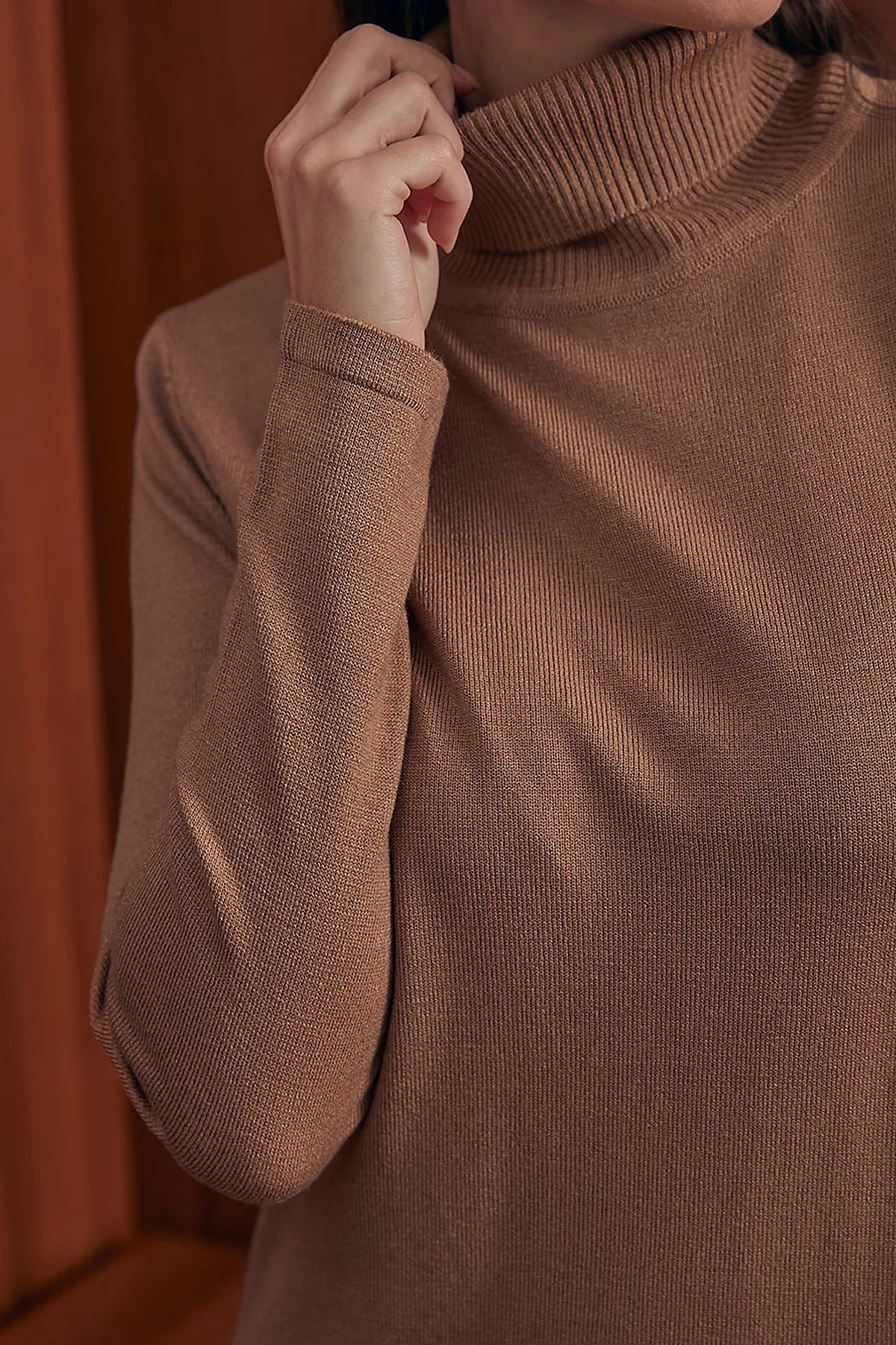 Basic Turtleneck Knitwear Tunic SZ TRK40 Beige