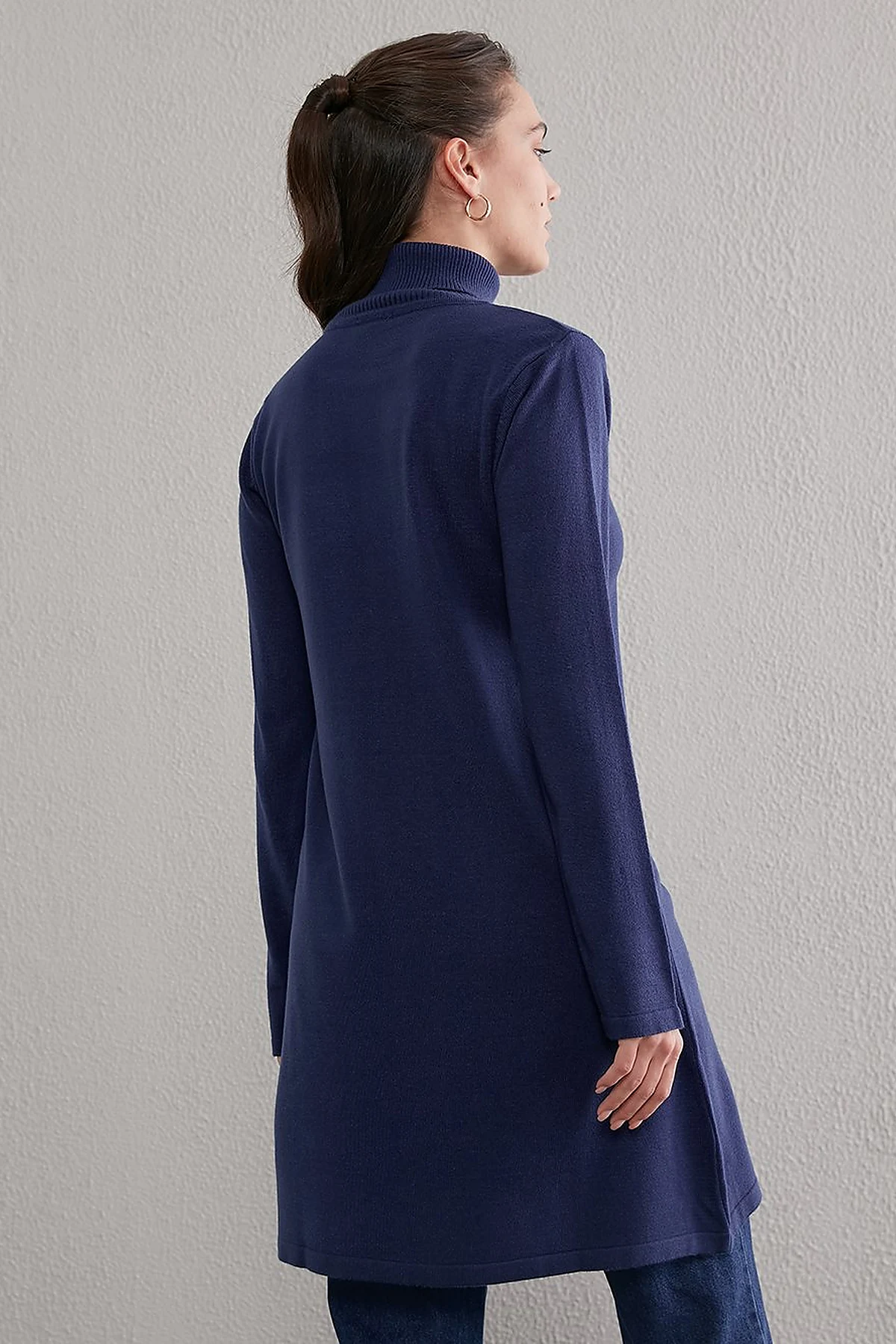 Basic Turtleneck Knitwear Tunic SZ TRK40 Indigo