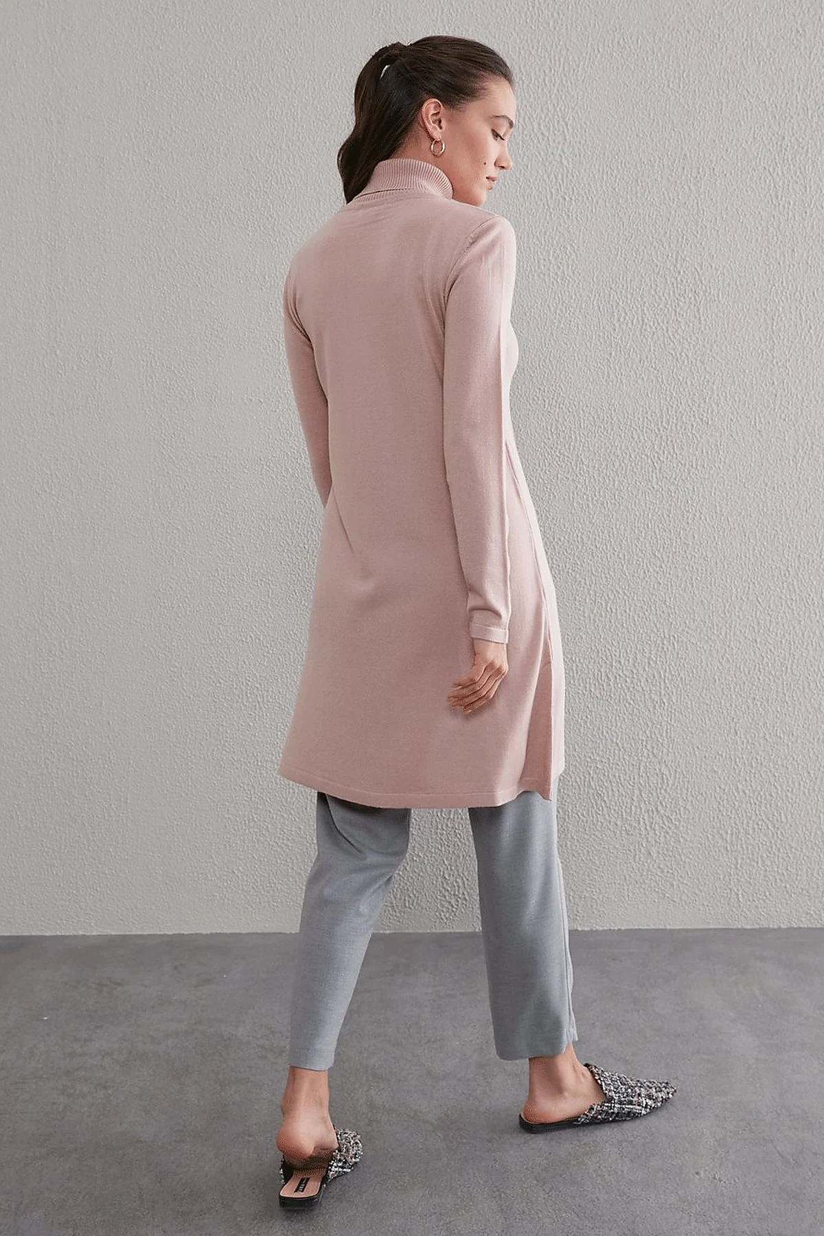 Basic Turtleneck Knitwear Tunic SZ TRK40 Blush