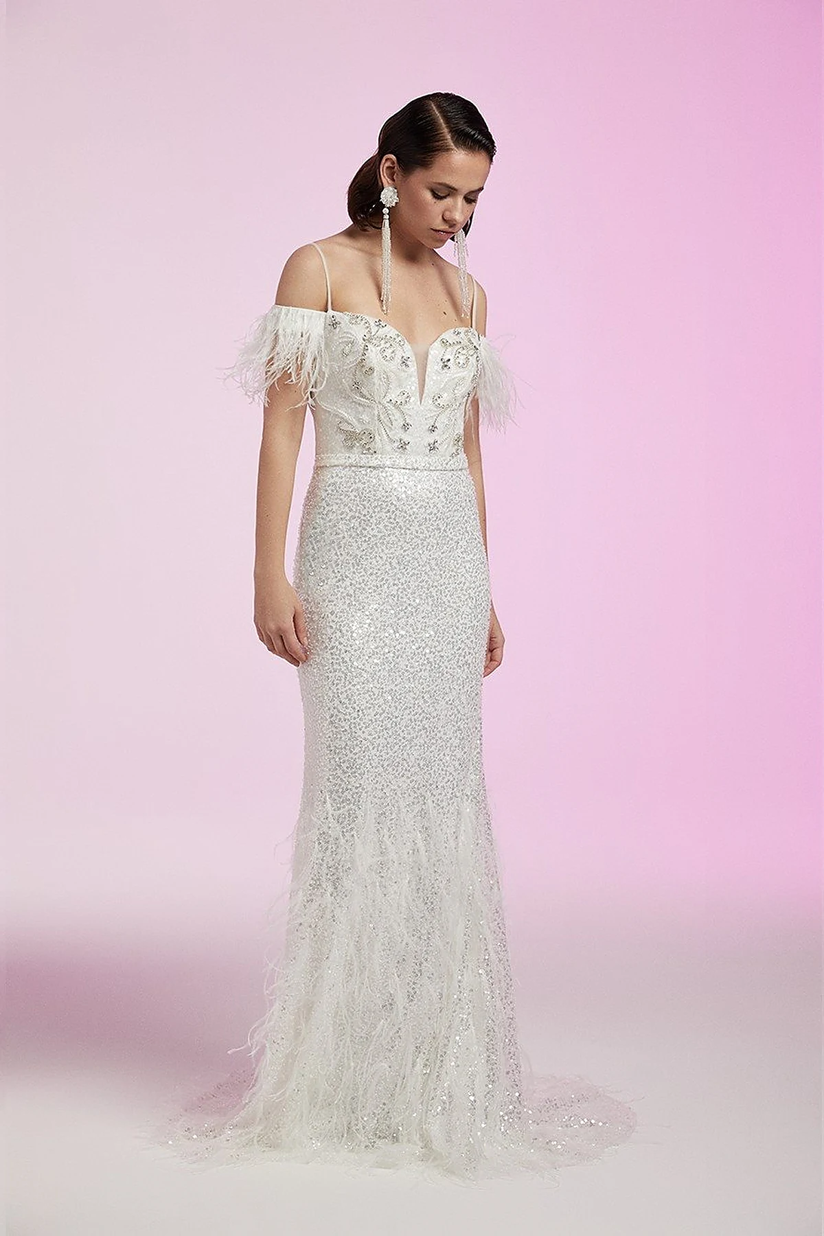 TIARA Straplez Otriş Abiye Beyaz B20 26138