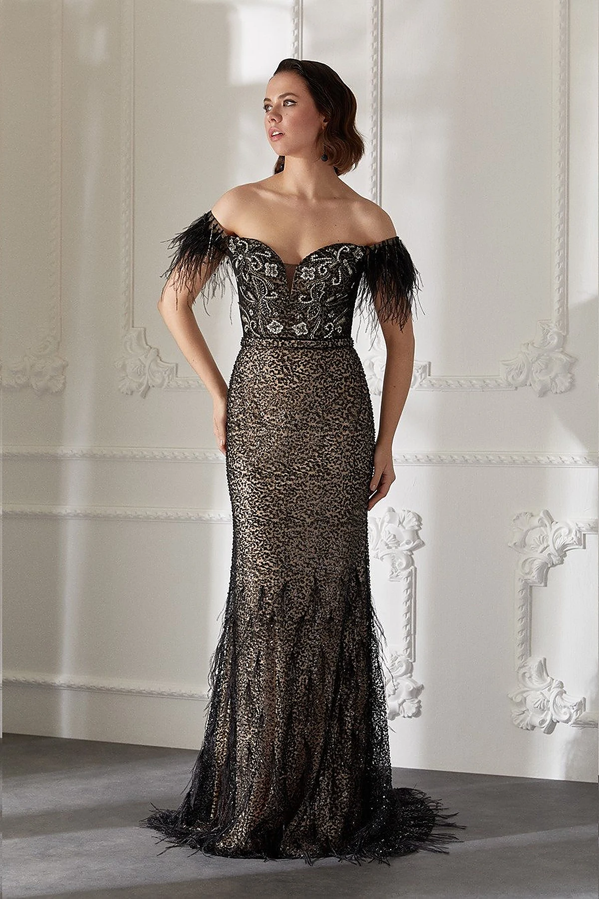 TIARA Straplez Otriş Abiye Siyah B20 26138