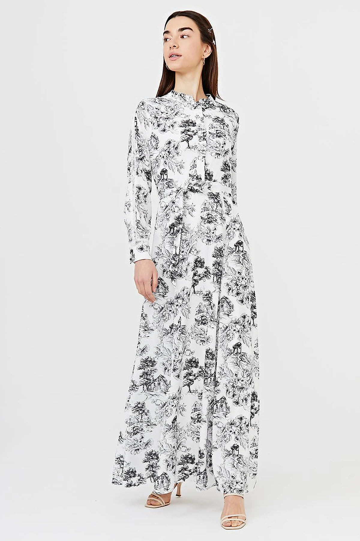 Floral Pattern Scalloped Dress B21 23111 Black