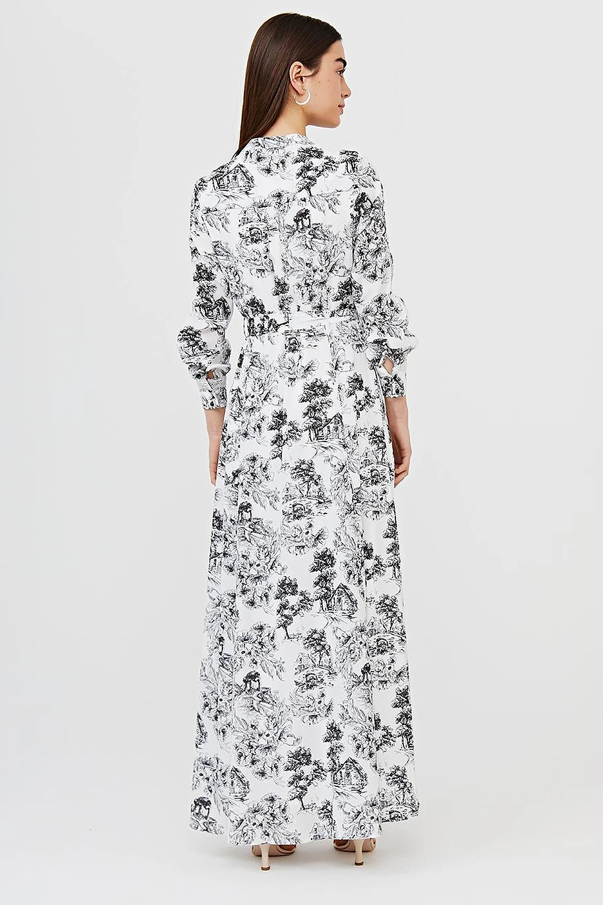 Floral Pattern Scalloped Dress B21 23111 Black