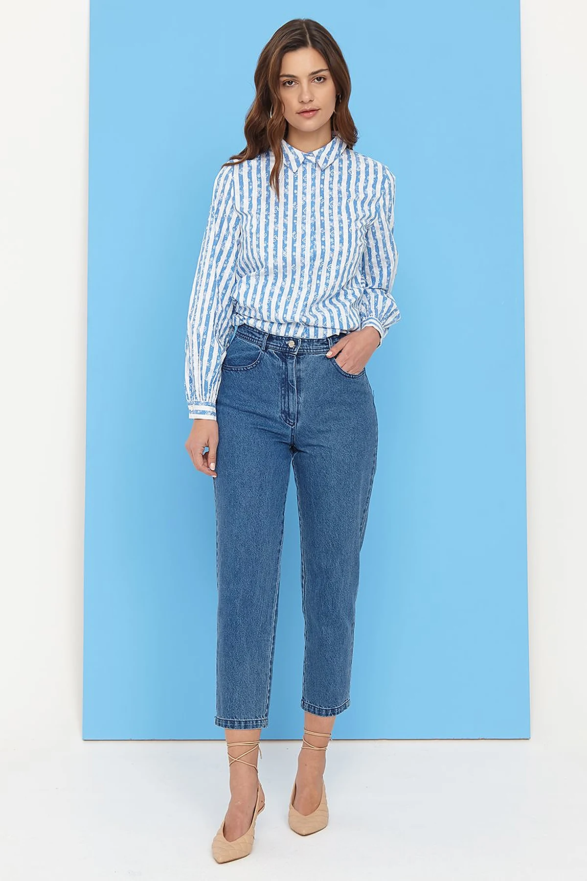 Basic Mom Jeans B21 19079 Blue