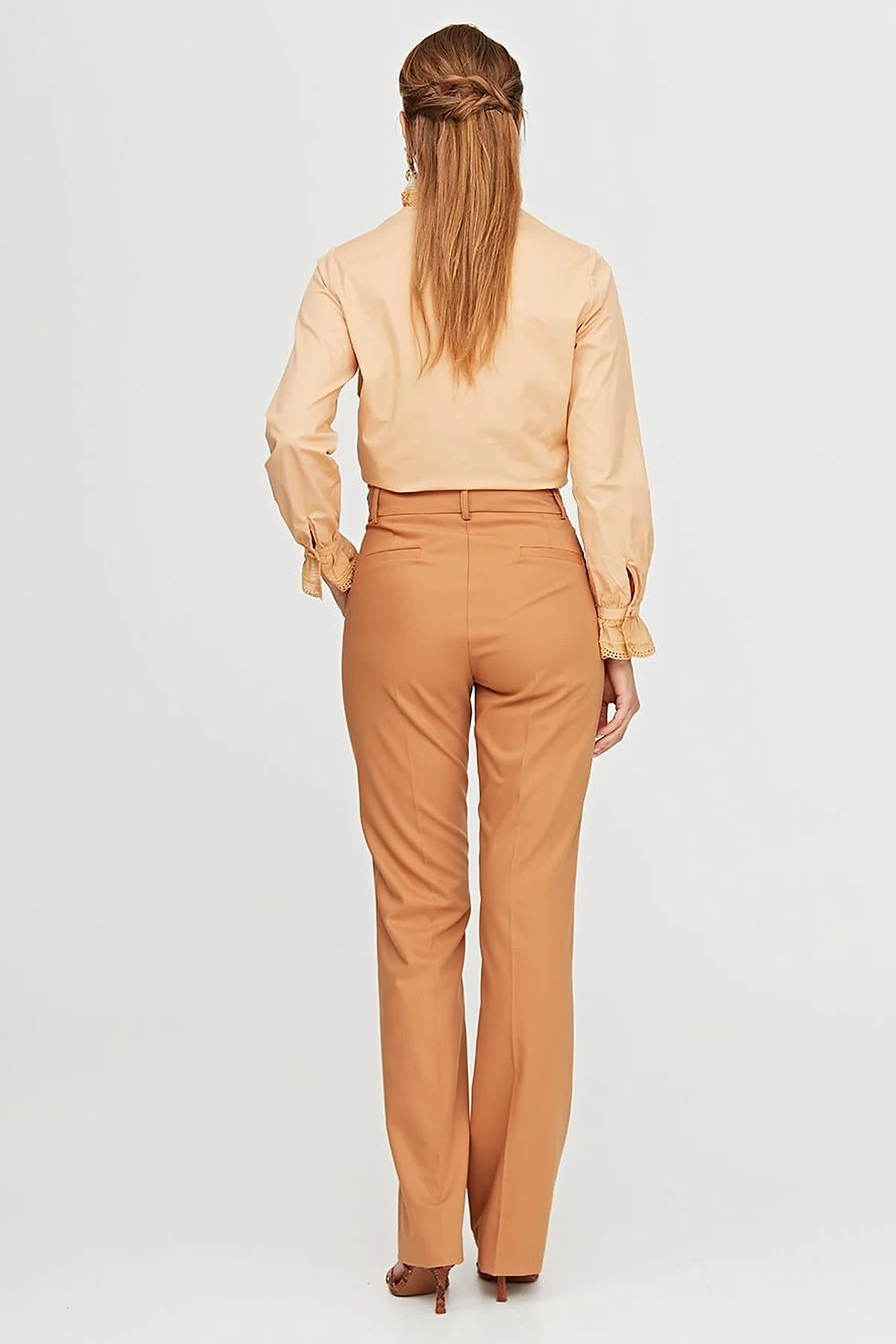 Basic Boru Paça Pantolon Koyu Bej SZ 19502