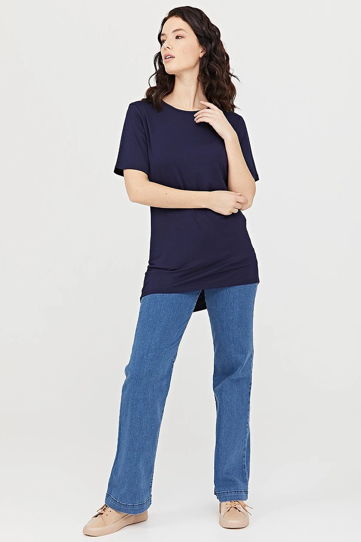  Round Neck Collar Basic T-Shirt SZ 10509 Navy