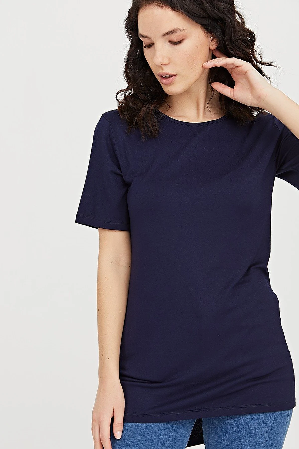  Round Neck Collar Basic T-Shirt SZ 10509 Navy