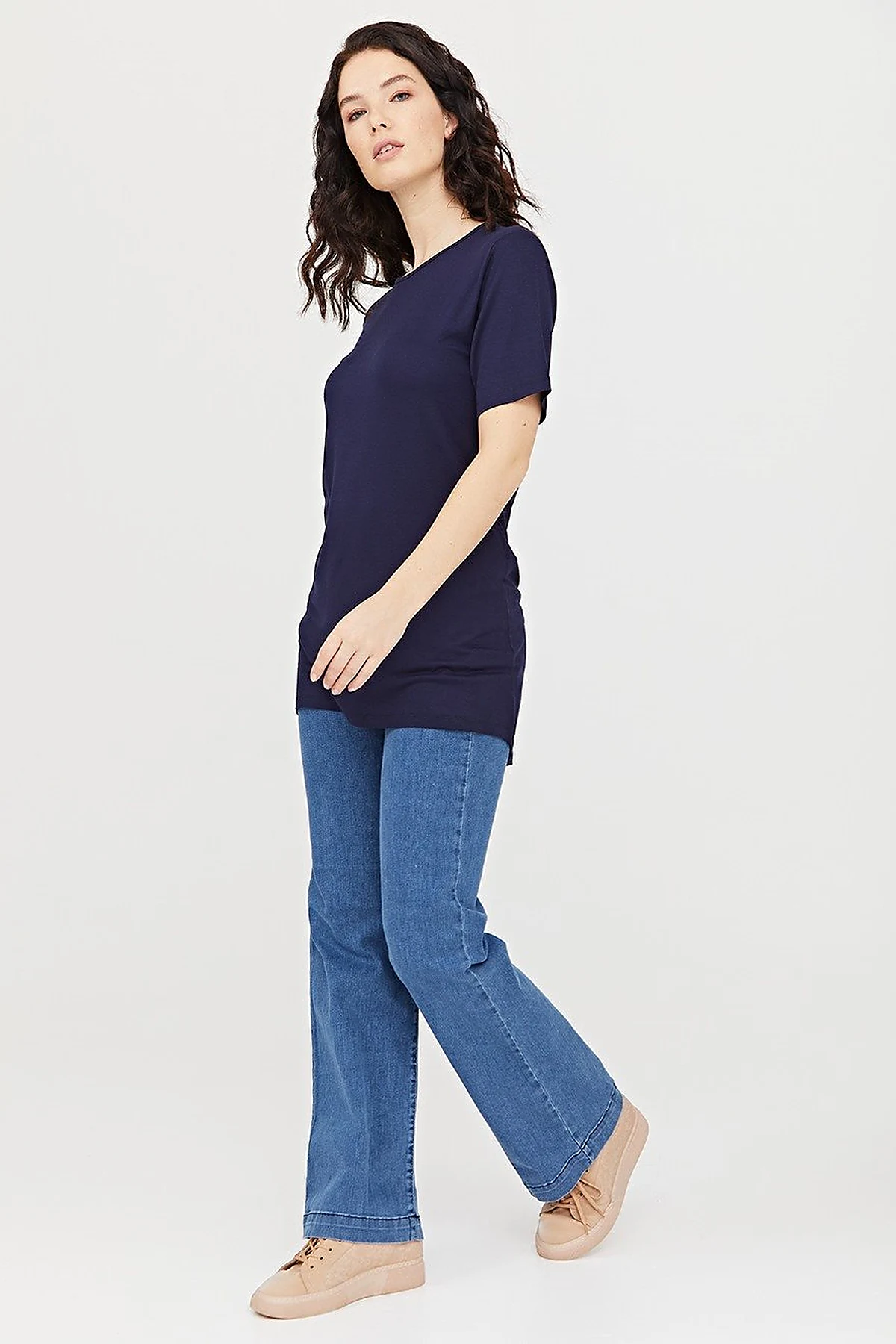  Round Neck Collar Basic T-Shirt SZ 10509 Navy