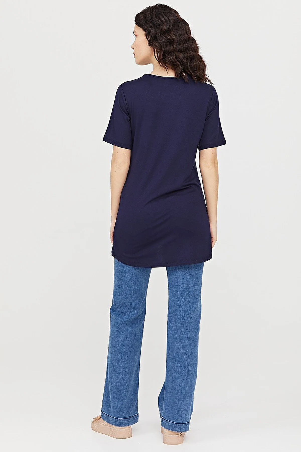  Round Neck Collar Basic T-Shirt SZ 10509 Navy