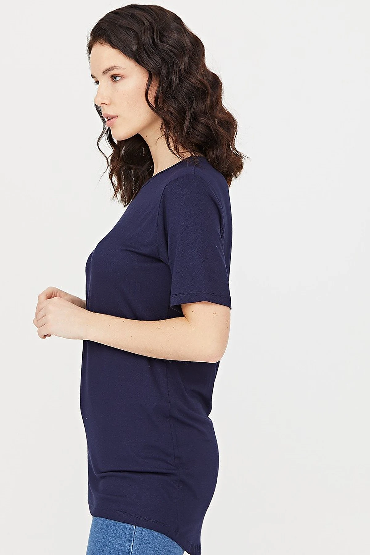  Round Neck Collar Basic T-Shirt SZ 10509 Navy