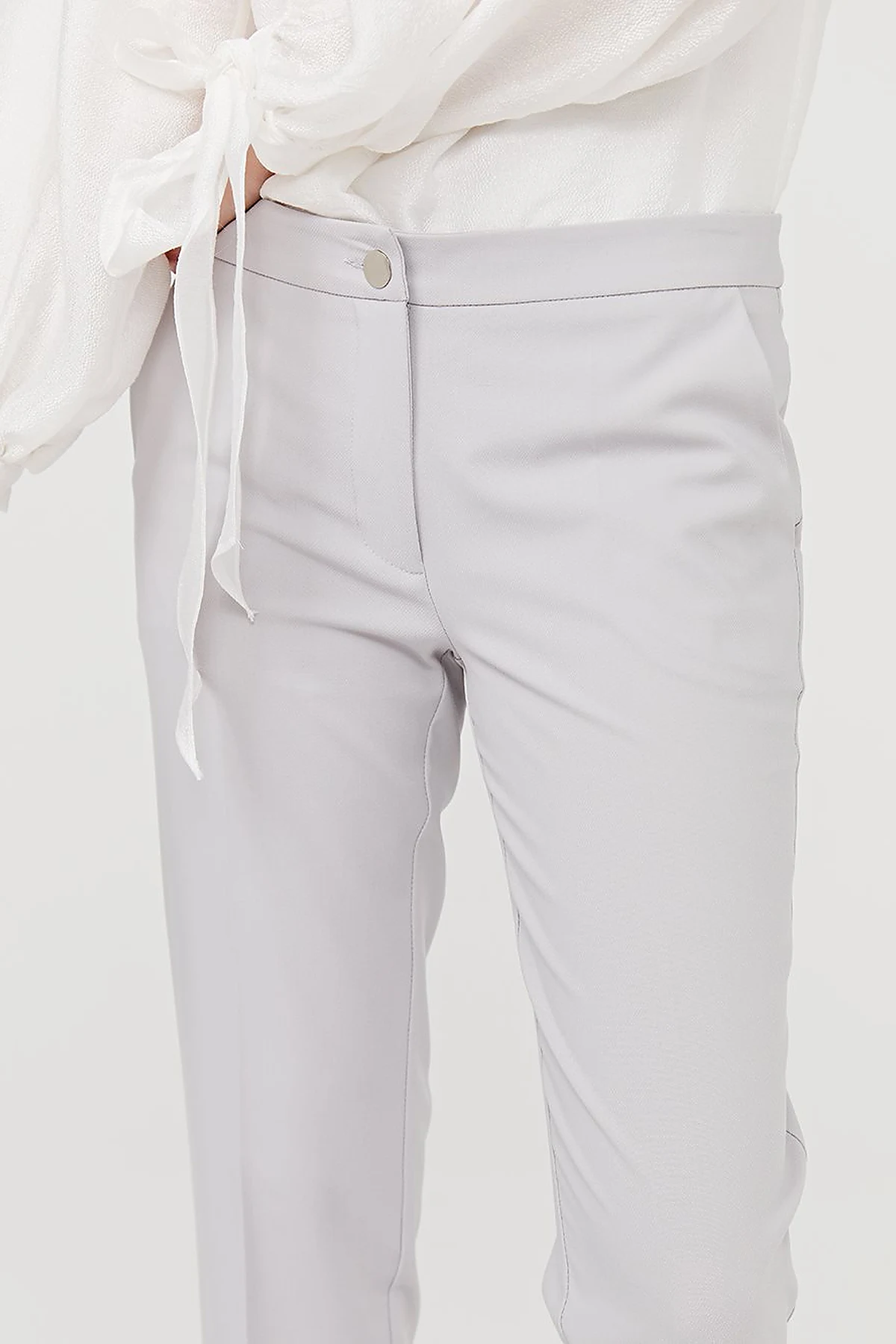 Basic Fermuarlı Pantolon Gri
