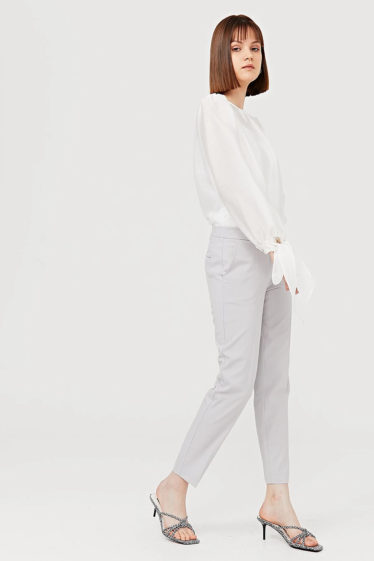 Basic Fermuarlı Pantolon Gri