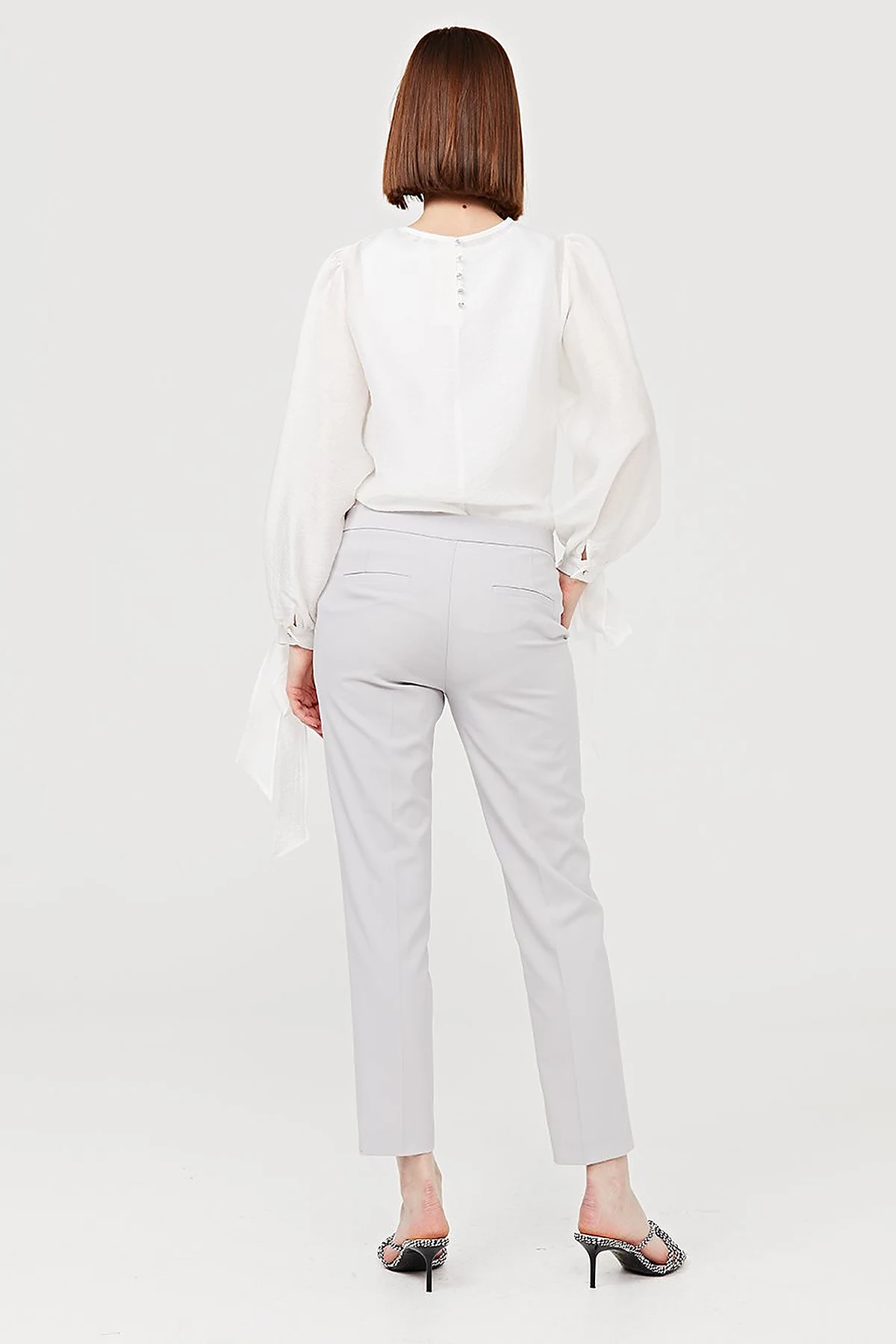 Basic Fermuarlı Pantolon Gri