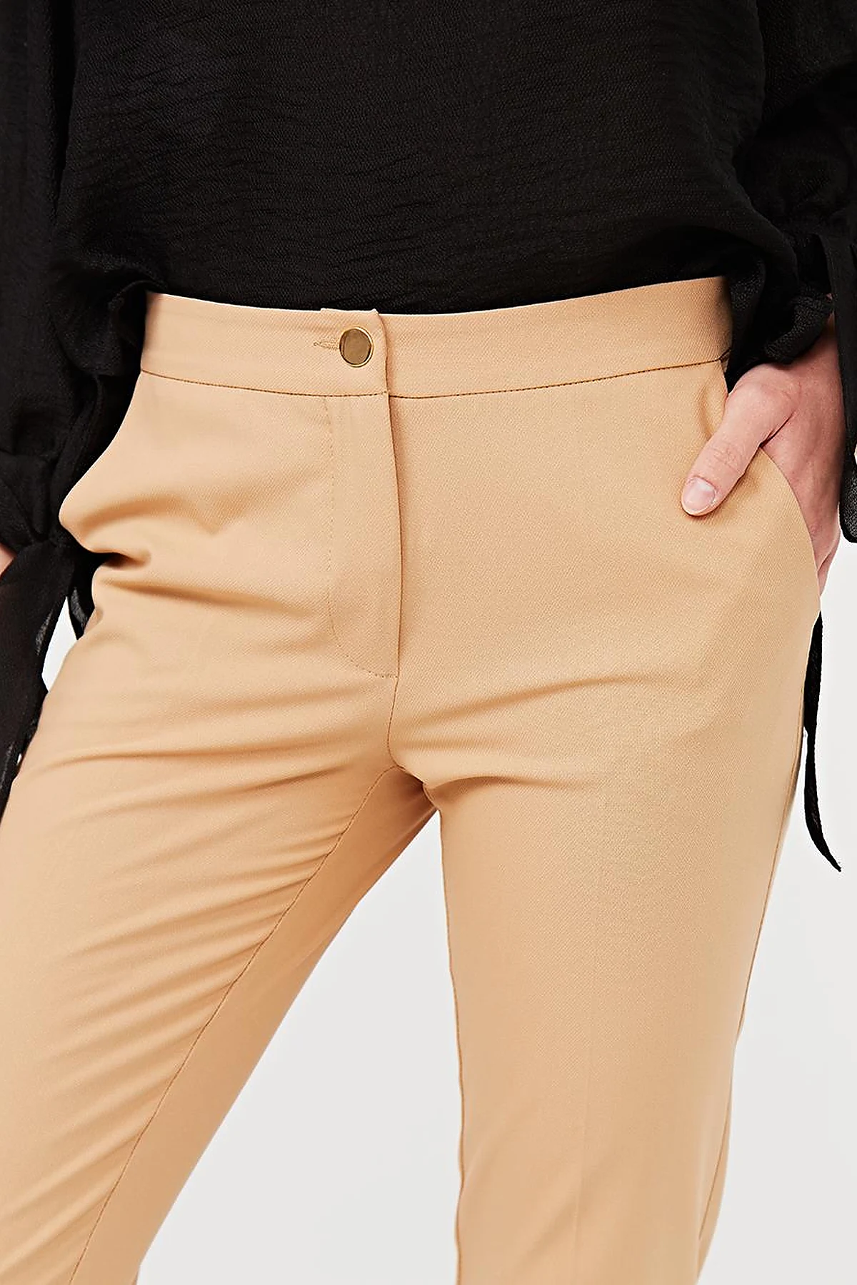 Basic Zippered Trousers Camel