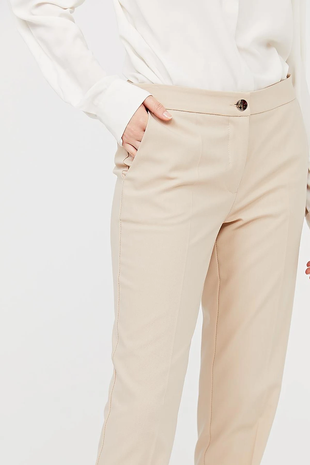 Basic Fermuarlı Pantolon Krem