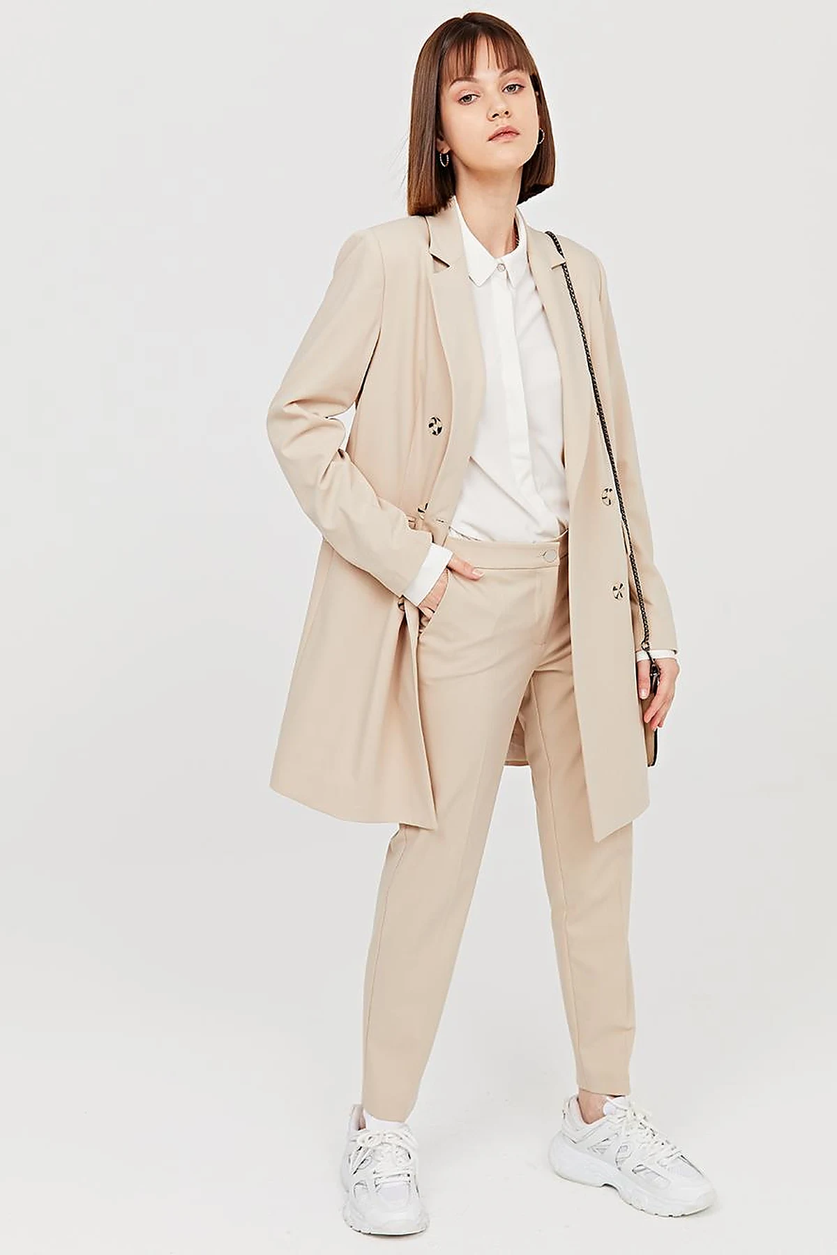 Basic Fermuarlı Pantolon Krem