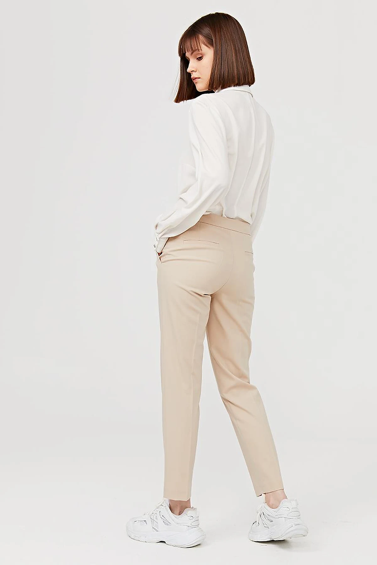 Basic Fermuarlı Pantolon Krem