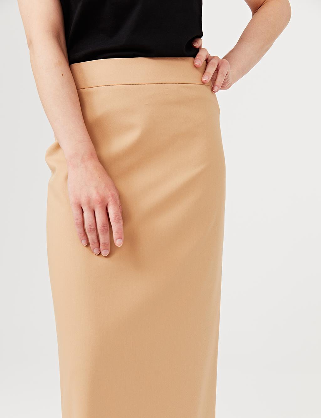 Basic Pencil Skirt Camel