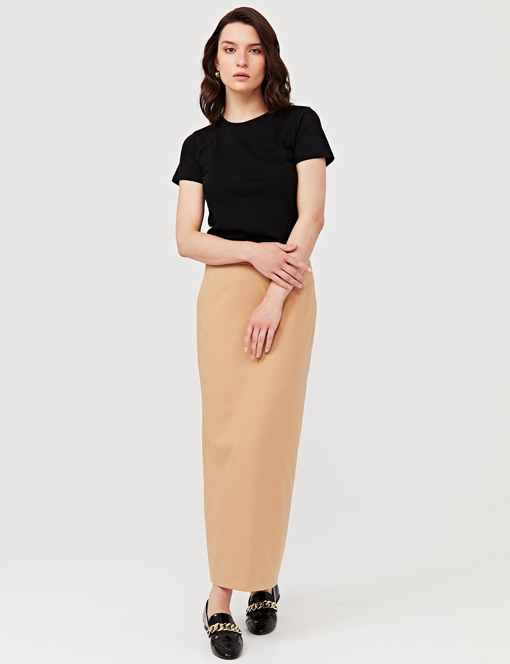 Basic Pencil Skirt Camel