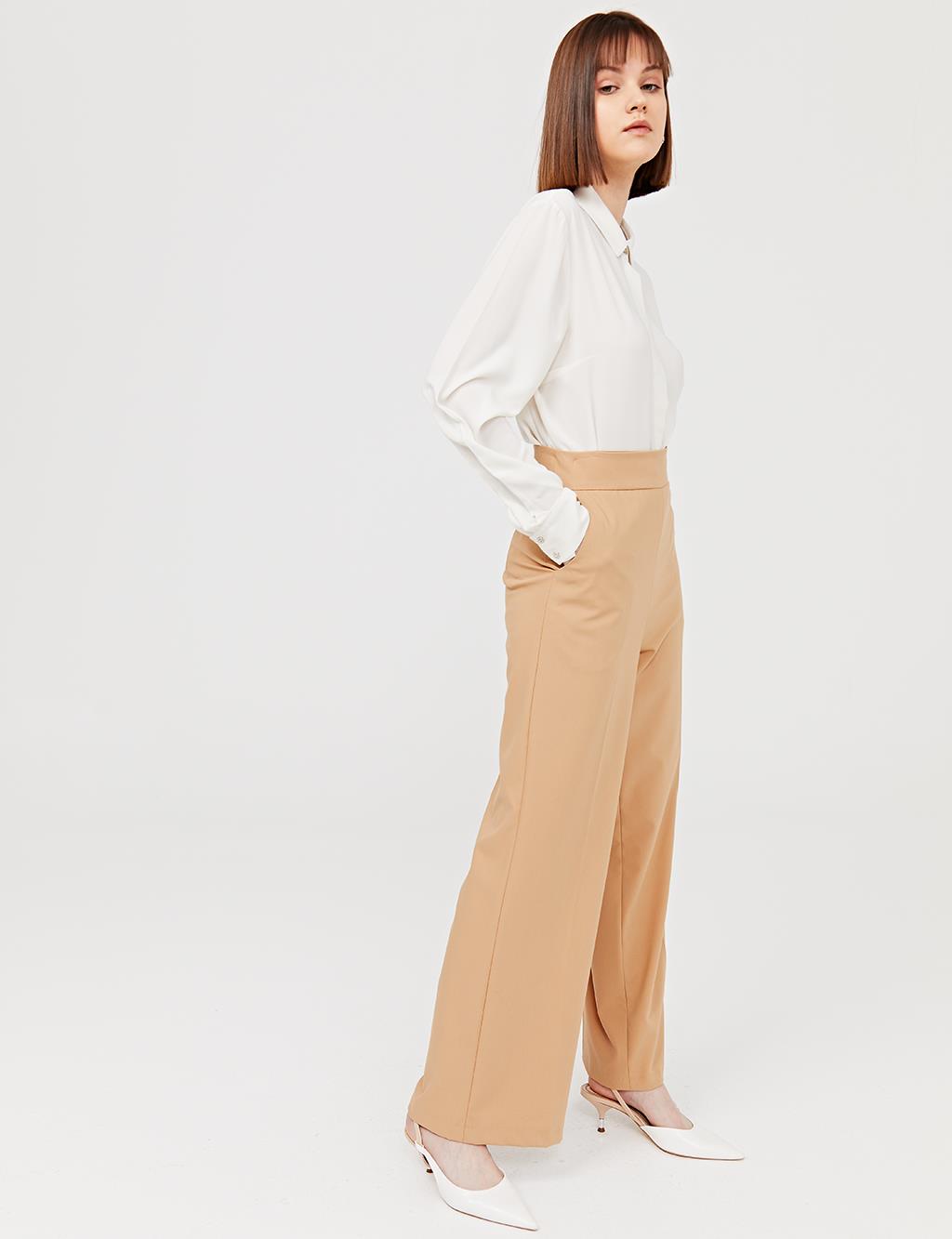 Basic Pocketed Pants Camel