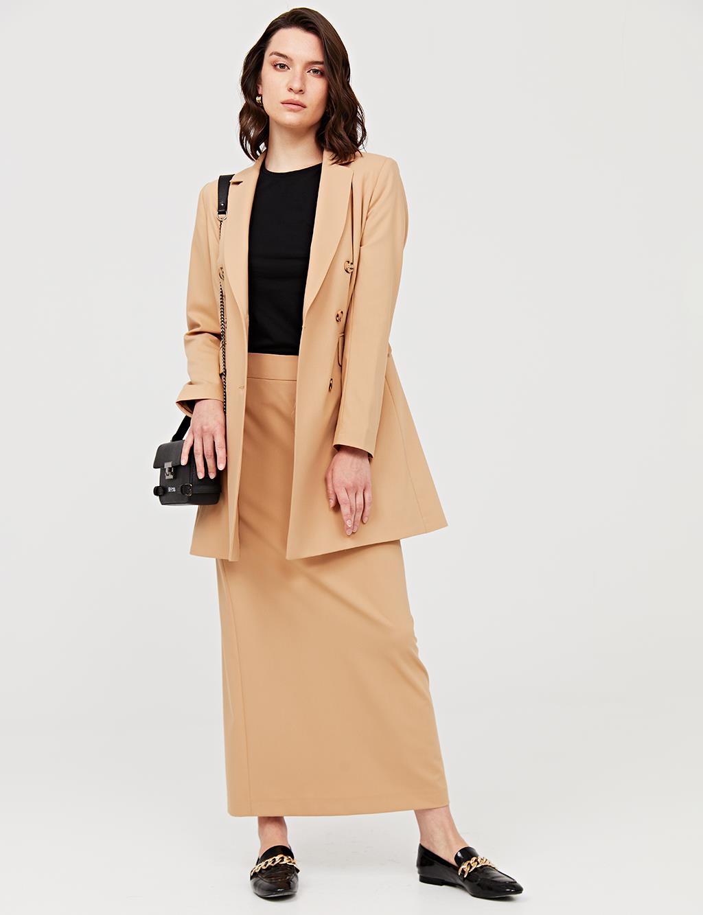 Basic Pencil Skirt Camel